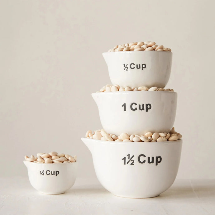 White Stoneware Measuring Cups | Creative Co-op