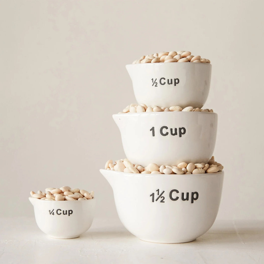 White Stoneware Measuring Cups | Creative Co-op