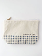 "Make Pretty Things” Gingham Canvas Zipper Pouch | Emily Lex Studio