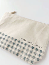 "Make Pretty Things” Gingham Canvas Zipper Pouch  | Emily Lex Studio