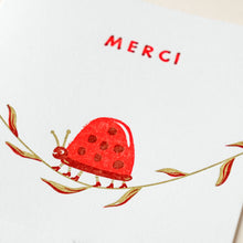 Load image into Gallery viewer, Merci Ladybug Thanks Letterpress Card | Homework Letterpress Studio