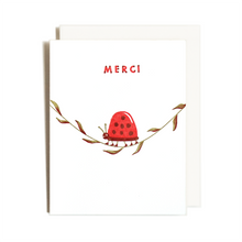 Load image into Gallery viewer, Merci Ladybug Thanks Letterpress Card | Homework Letterpress Studio