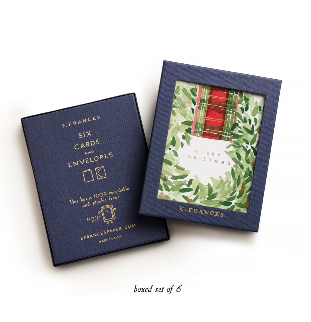Plaid Ribbon Wreath Holiday Card Boxed Set | E. Frances Paper