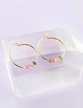 Load image into Gallery viewer, Gold Hoop Gemstone Earrings | SoulKu