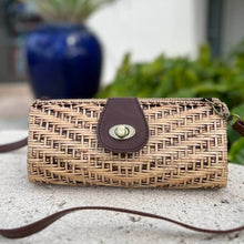 Load image into Gallery viewer, Rattan Convertible Clutch with Leather Strap | The Winding Road