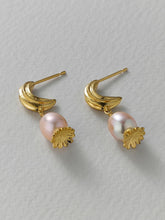 Load image into Gallery viewer, Kissing Seed Huggie Hoop Earrings with Pink Pearl | Alex Monroe