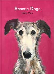 Hot Pink Color Book with black, white and tan long snout dog with big black ears.