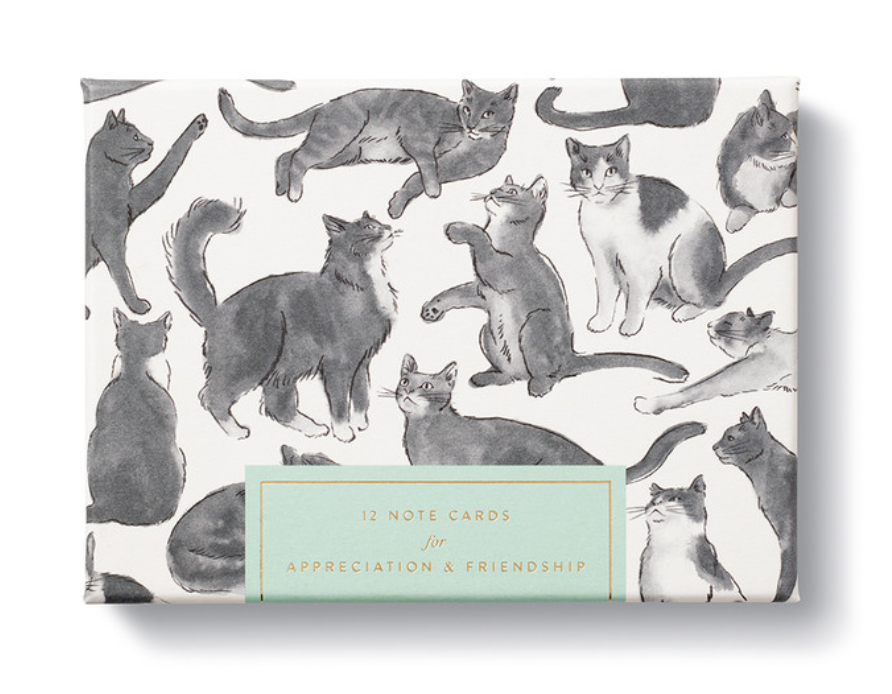 A charming box of cat themed notecards