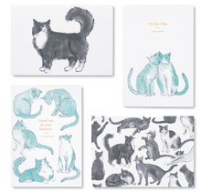 Load image into Gallery viewer, Four cat themed notecards