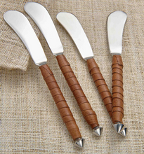 Load image into Gallery viewer, Bratzen Hand Forged Stainless Steel and Leather Spreaders (Set of 4) | Texxture Home