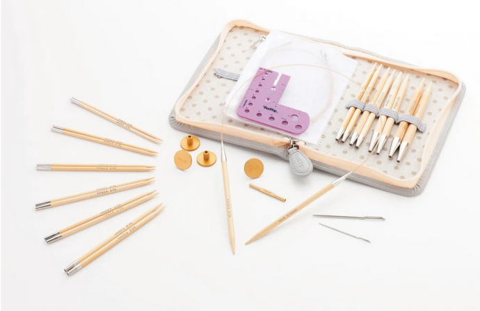 CarryC Long Interchangeable Bamboo Knitting Needle Set | Tulip
