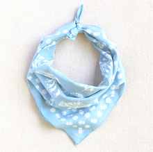 Load image into Gallery viewer, Baby blue bandana with white flower designs