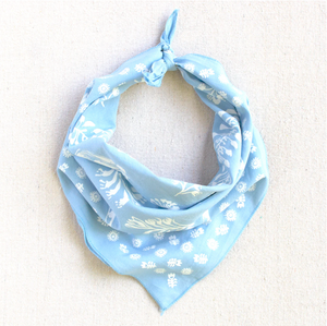Baby blue bandana with white flower designs