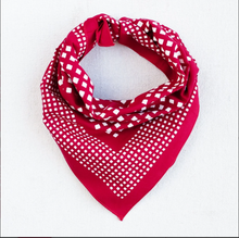Load image into Gallery viewer, Bright red bandana with white square designs