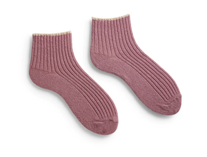 Women's tipped rib wool cashmere shortie socks | Lisa B.