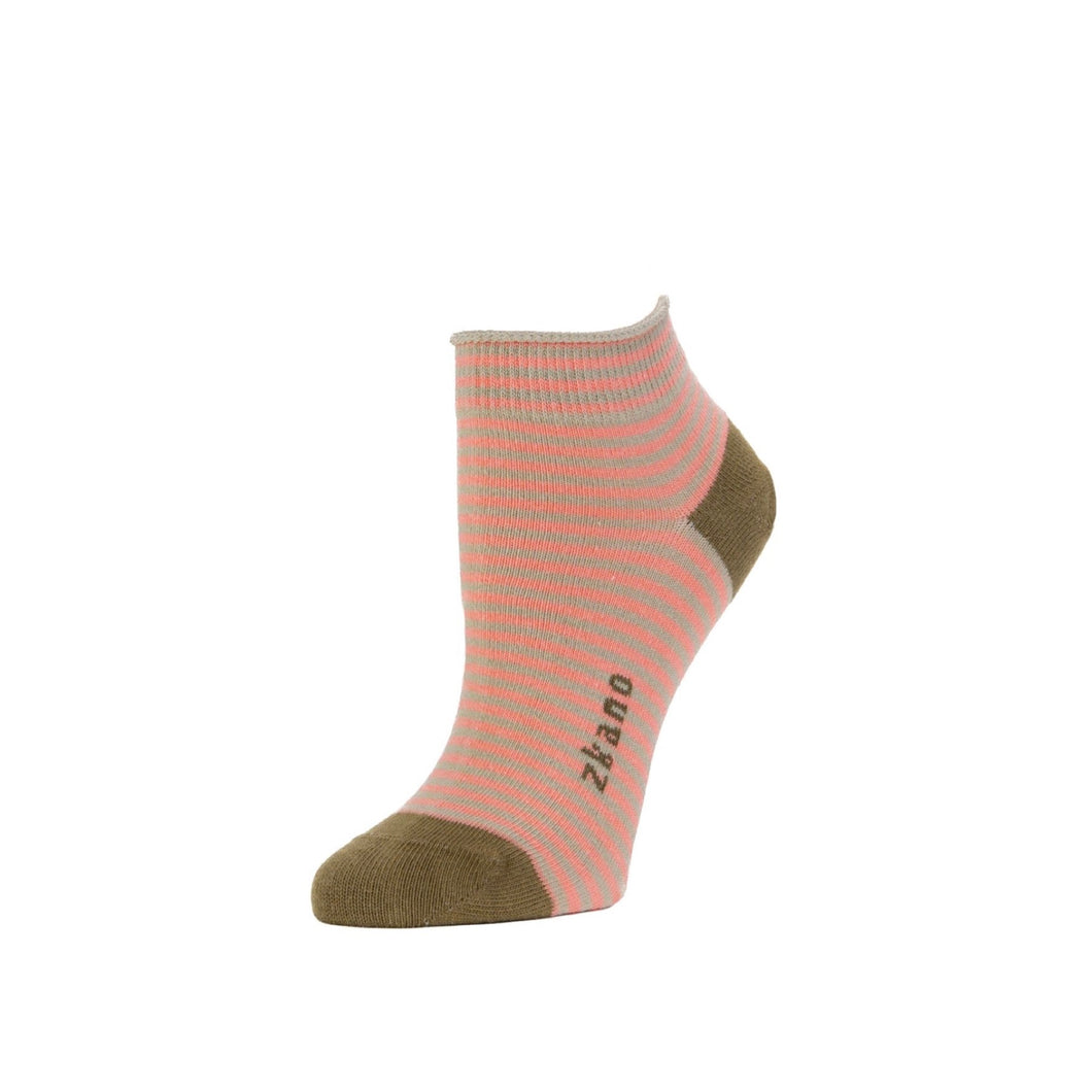 Rosette Striped Organic Cotton Anklet Socks | Zkano