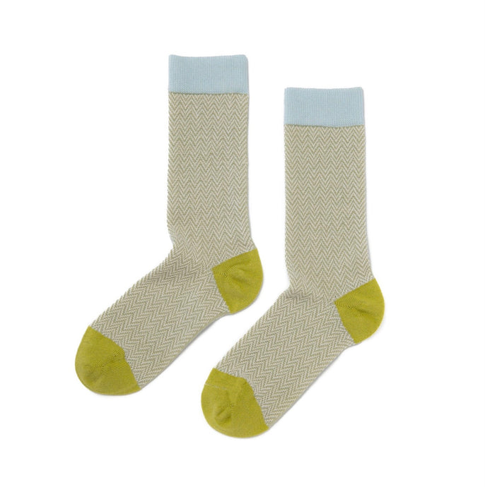 Signature Textured Herringbone Organic Cotton Crew Socks | Zkano