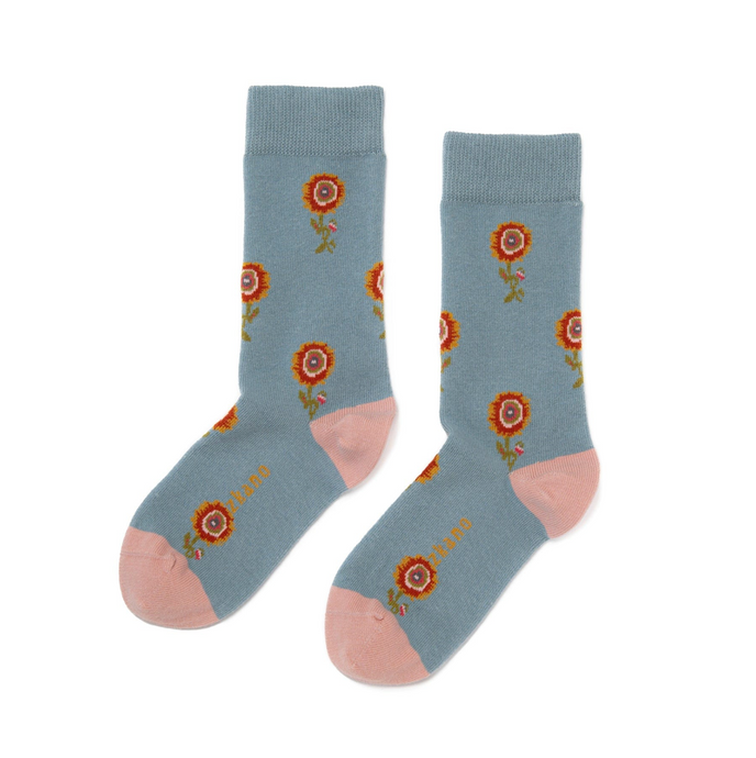 Mystic Flower Organic Cotton Crew Socks | Zkano