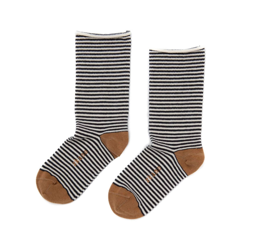 Rose - Roll Top Organic Cotton Crew Socks | Zkano