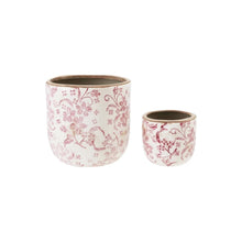 Load image into Gallery viewer, Stoneware Planters with Floral Pattern, Set of 2 | Creative Co-op