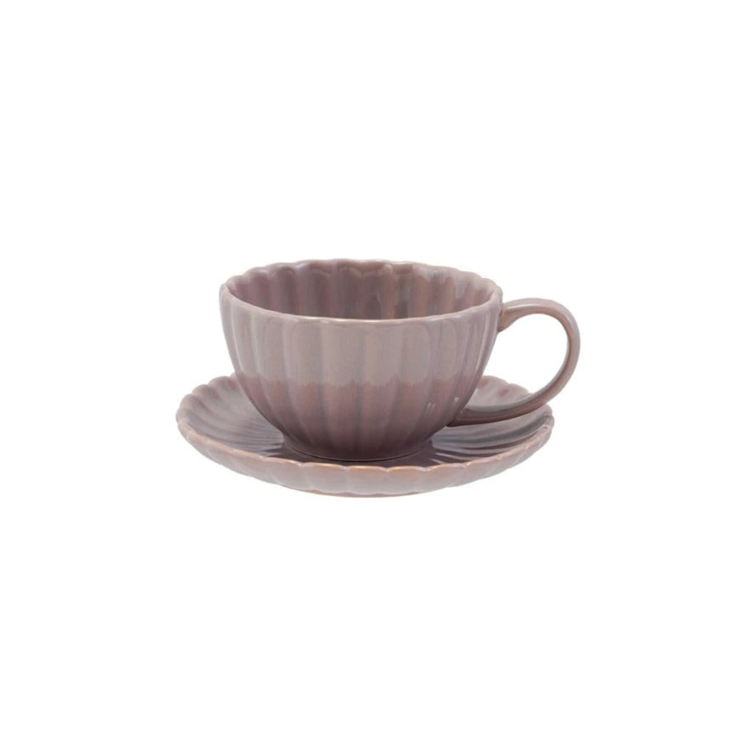 Pleated Mugs with Saucers | Creative Co-op