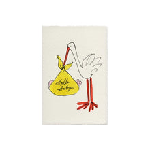 Load image into Gallery viewer, Hello Baby Stork Yellow Hand Painted Greeting Card | Scribble &amp; Daub
