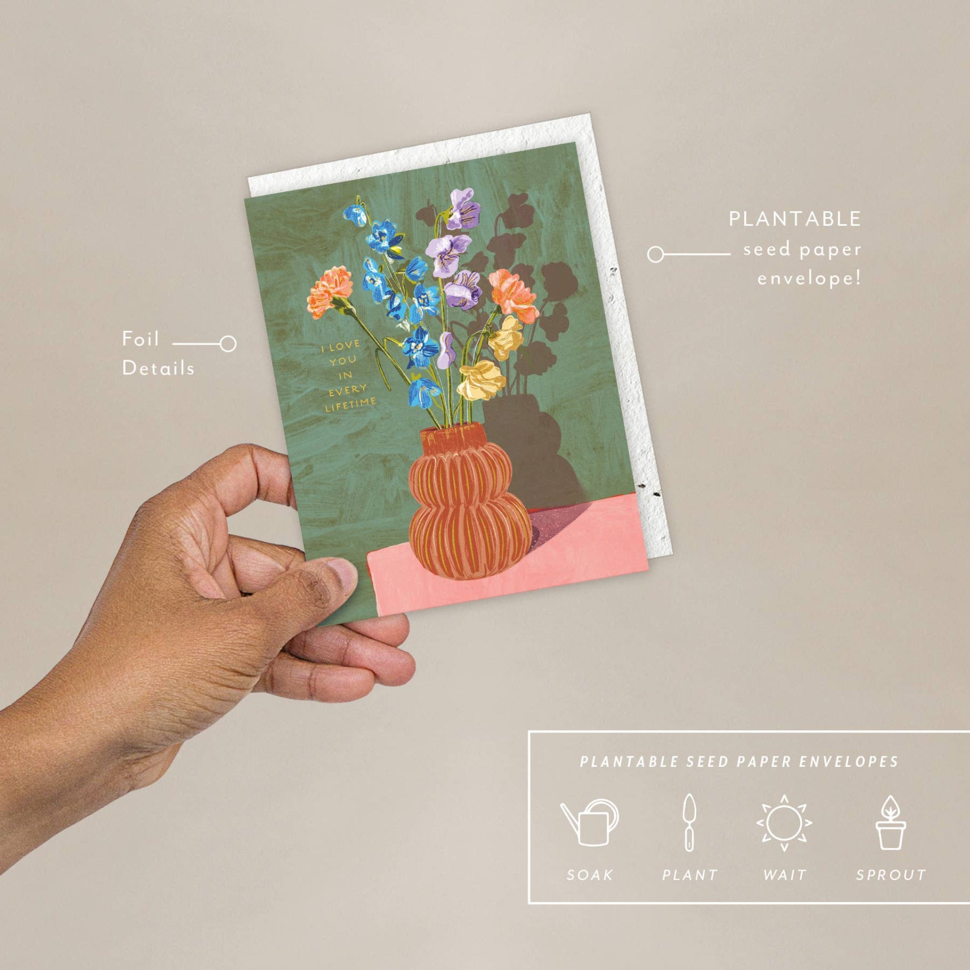 flower seed paper cards Seedlings - Sweet Days Vase