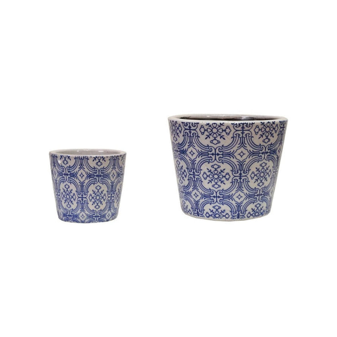 Blue Terracotta Planters, Set of 2 | Creative Co-op