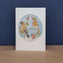 Load image into Gallery viewer, Waxwing and Robin &amp; Long-Tailed Tit and Blue Tit Notecards | Art Angels