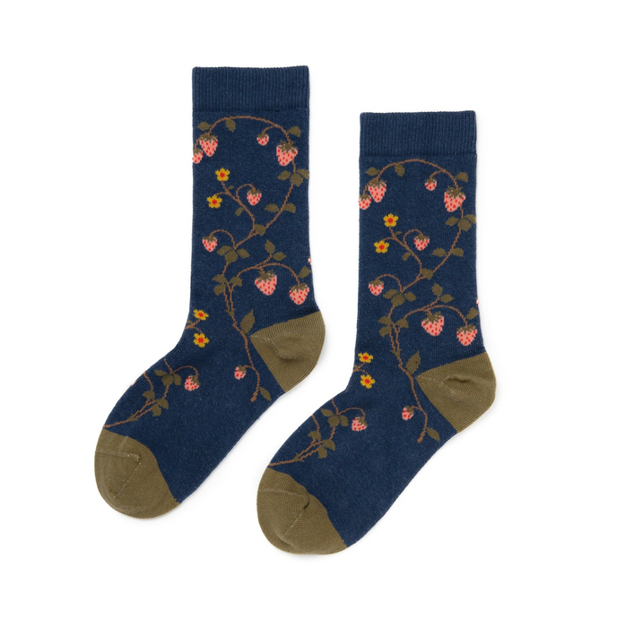 Wild Strawberries Organic Cotton Crew Socks | Zkano
