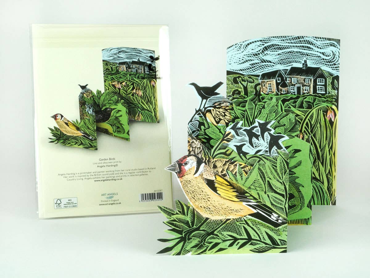 Garden Birds Concertina Card by Angela Harding | Art Angels – Isadora ...
