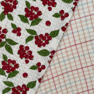 fort & field | 100% cotton cranberry plaid kitchen dishcloths - set of 2