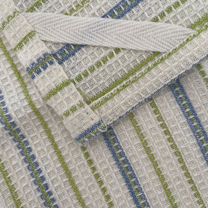 fort & field - 100% cotton blue floral/stripe kitchen dishcloths -set of 2