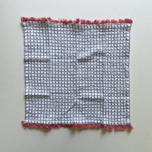 fort & field | 100% cotton waffle square bright fringe kitchen dishcloth