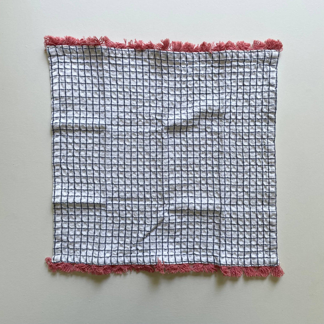 fort & field | 100% cotton waffle square bright fringe kitchen dishcloth