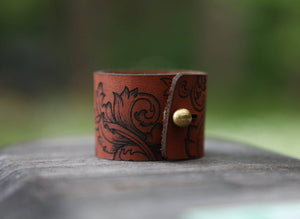 Leaf Scroll Leather Shawl Cuff | Sunrise Grove