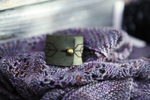 Art Deco Leather Shawl Cuff with Bronze Stud for Knitwear | Sunrise Grove
