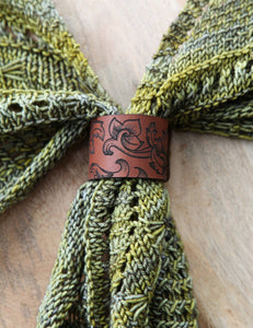 Leaf Scroll Leather Shawl Cuff | Sunrise Grove