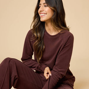 Softies | Vintage Velvet Raglan Crew Neck with Pintuck Wide Leg Pant