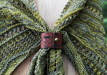 Load image into Gallery viewer, Mushroom Leather Shawl Cuff with Bronze Stud for Scarves | Sunrise Grove