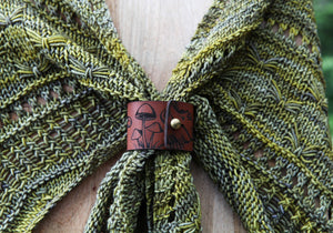 Mushroom Leather Shawl Cuff with Bronze Stud for Scarves | Sunrise Grove