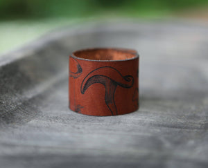 Mushroom Leather Shawl Cuff with Bronze Stud for Scarves | Sunrise Grove