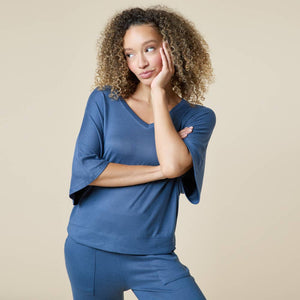 Dream Jersey Relaxed V-neck with Capri Lounge Set for Women | Softies