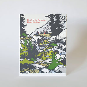 Little Green - Mountain Adventure Happy Birthday Greeting Card