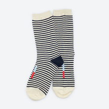 Load image into Gallery viewer, Cole Thin Stripe Crew Socks — Midnight | Hooray Sock Co.