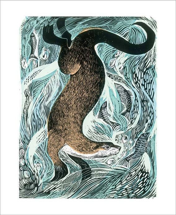 Art Angels | Fishing Otter Card by Angela Harding