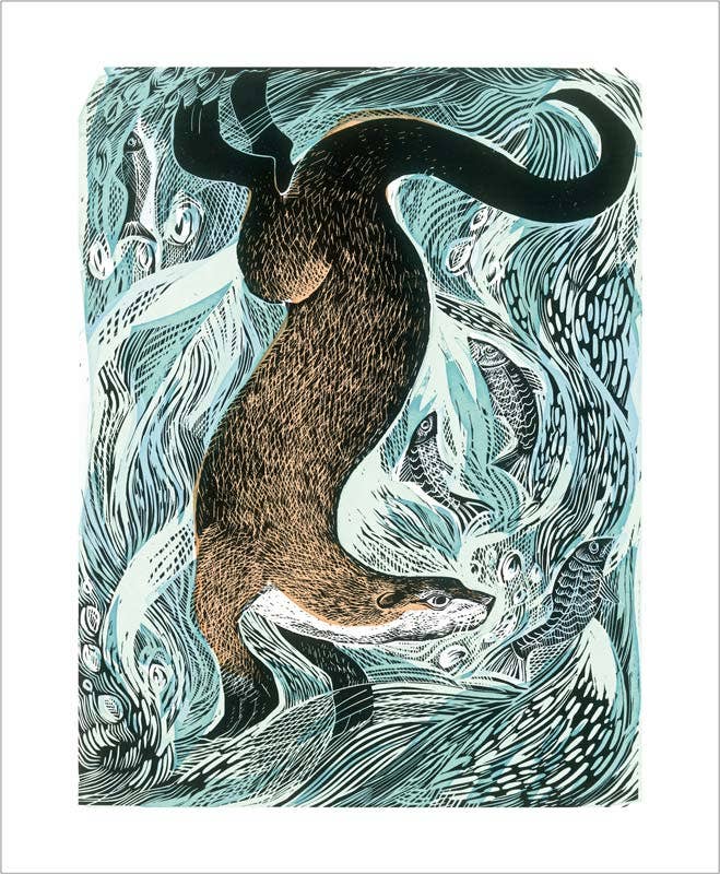 Art Angels | Fishing Otter Card by Angela Harding