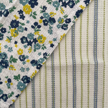 Load image into Gallery viewer, fort &amp; field - 100% cotton blue floral/stripe kitchen dishcloths -set of 2