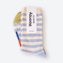 Load image into Gallery viewer, Eureka Regular Stripe Crew Socks — Fog | Hooray Sock Co.