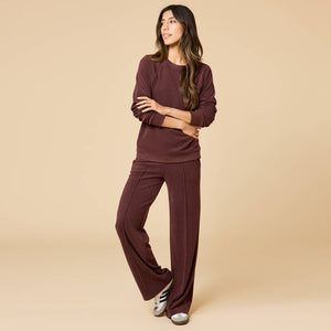 Softies | Vintage Velvet Raglan Crew Neck with Pintuck Wide Leg Pant